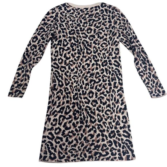 EUC J. Crew Women's Leopard Print Sweater Dress Brown Knee Length XXS - Picture 2 of 8